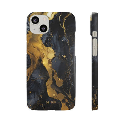 Metallic Gold Dark Marble - iPhone Snap Case