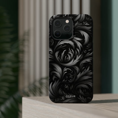 Dark Grey Floral - iPhone MagSafe Tough Case