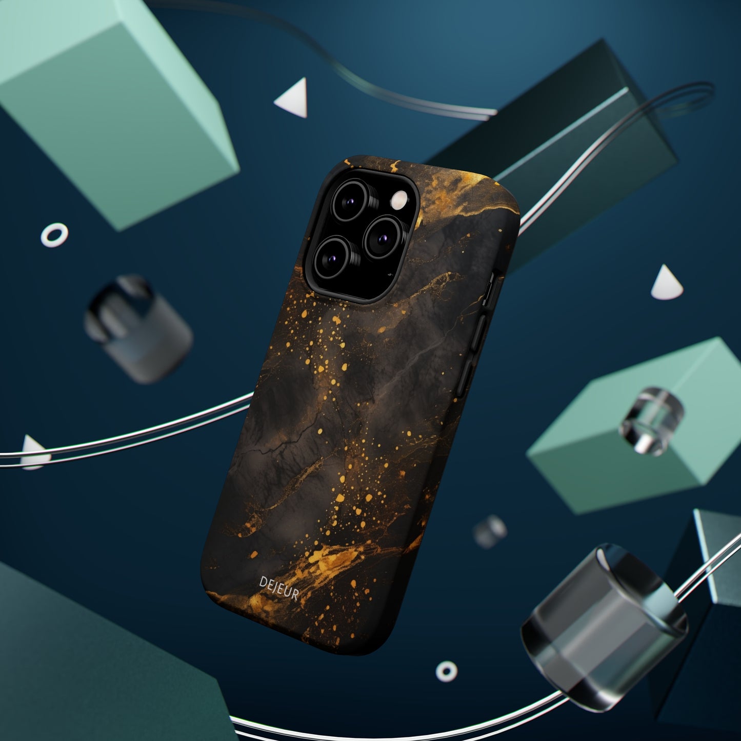 Black Gold Speckled Marble - iPhone MagSafe Tough Case