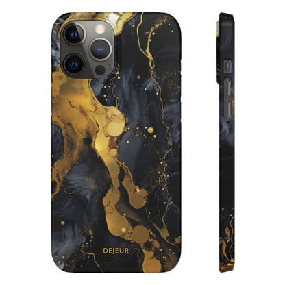 Metallic Gold Dark Marble - iPhone Snap Case