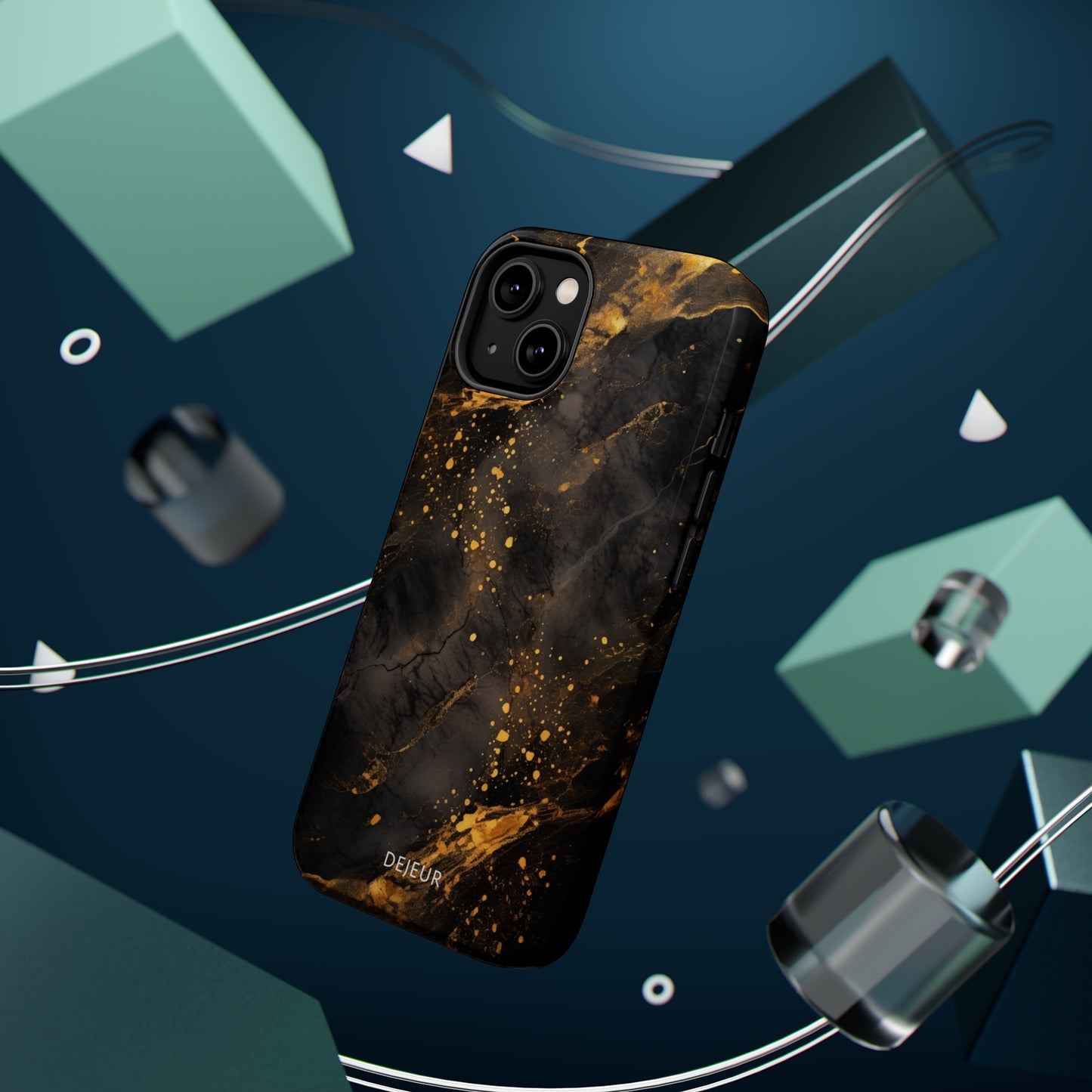 Black Gold Speckled Marble - iPhone MagSafe Tough Case