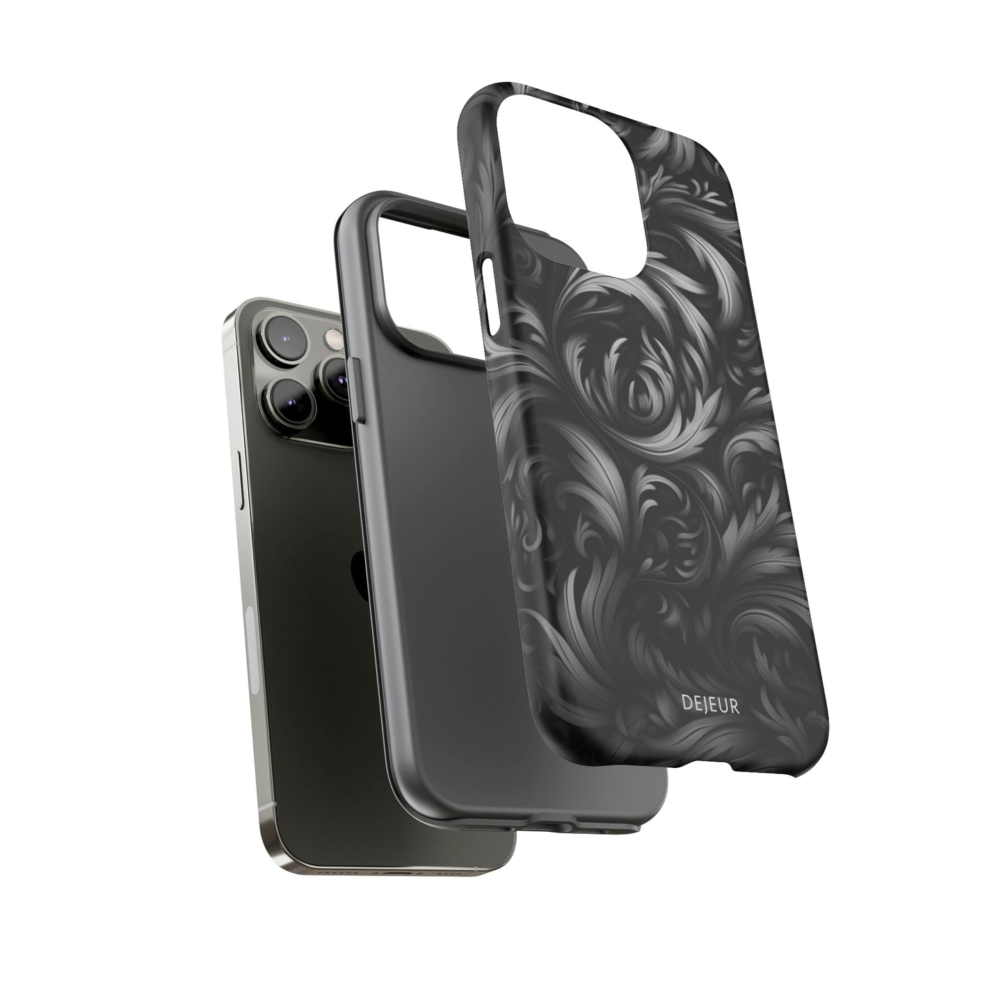 Dark Grey Floral - iPhone Tough Case