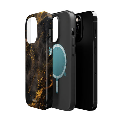 Black Gold Speckled Marble - iPhone MagSafe Tough Case