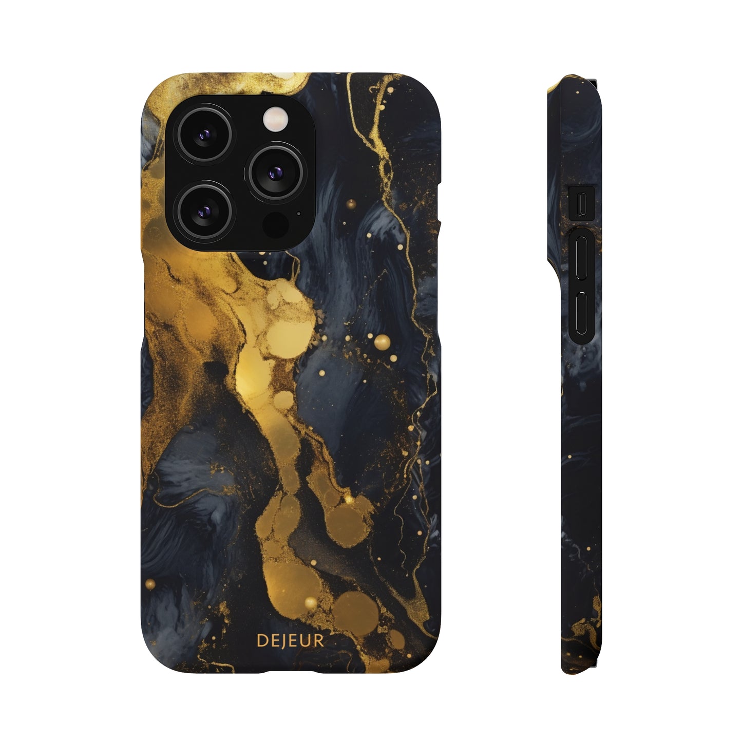 Metallic Gold Dark Marble - iPhone Snap Case