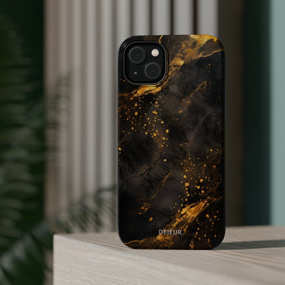 Black Gold Speckled Marble - iPhone MagSafe Tough Case