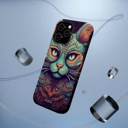 Intricate Aqua Cat - iPhone MagSafe Tough Case