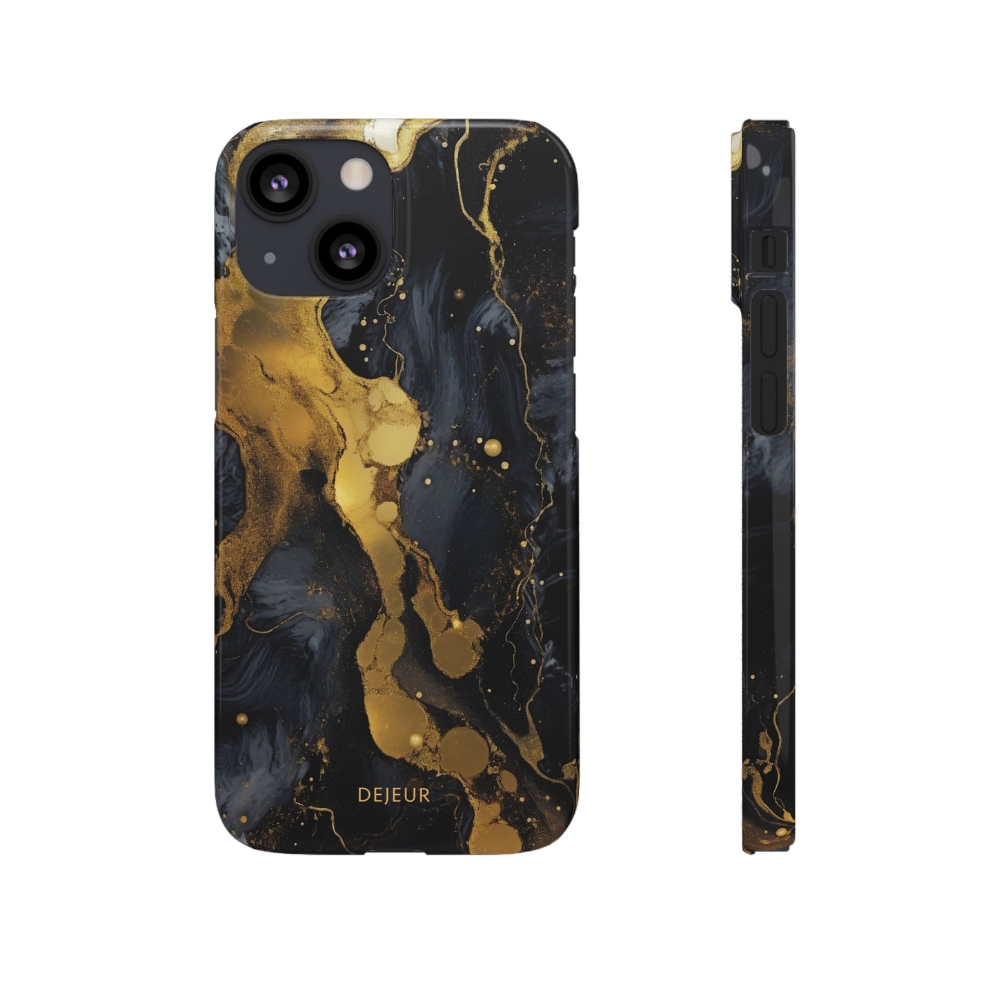 Metallic Gold Dark Marble - iPhone Snap Case