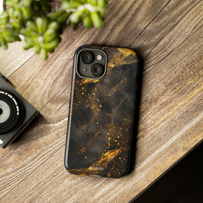 Black Gold Speckled Marble - iPhone Tough Case