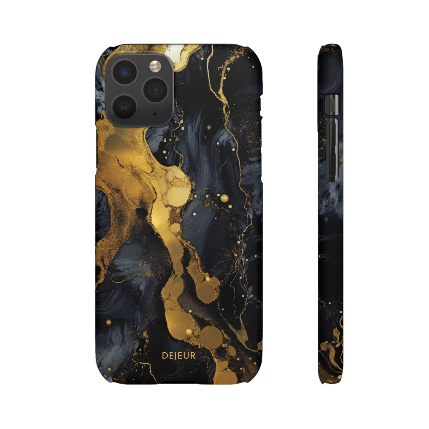 Metallic Gold Dark Marble - iPhone Snap Case