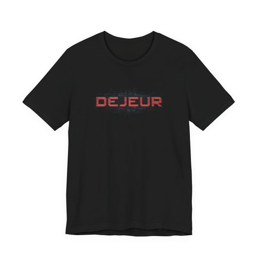 Dejeur Futuristic Industrial Red Logo - T-Shirt