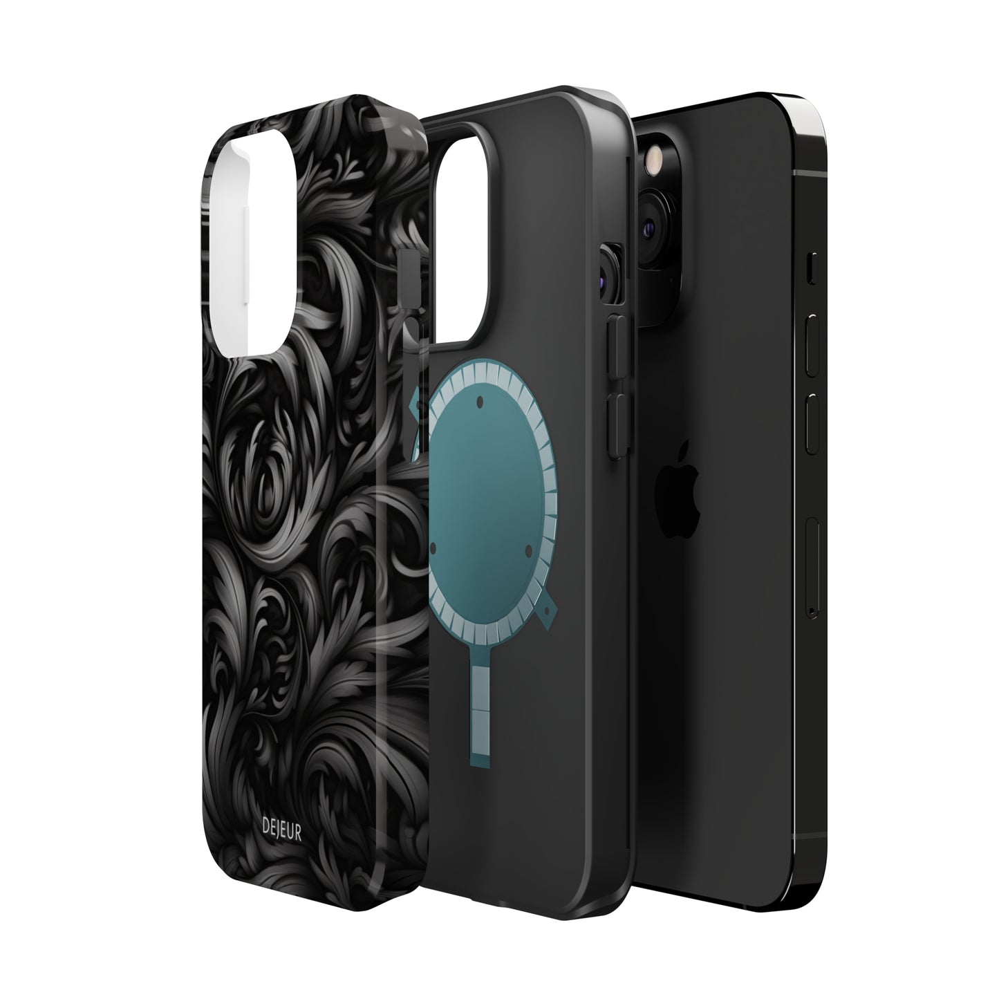 Dark Grey Floral - iPhone MagSafe Tough Case