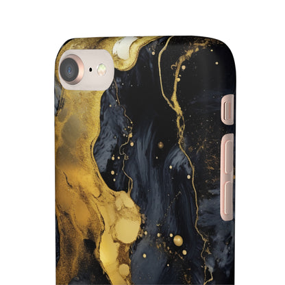 Metallic Gold Dark Marble - iPhone Snap Case