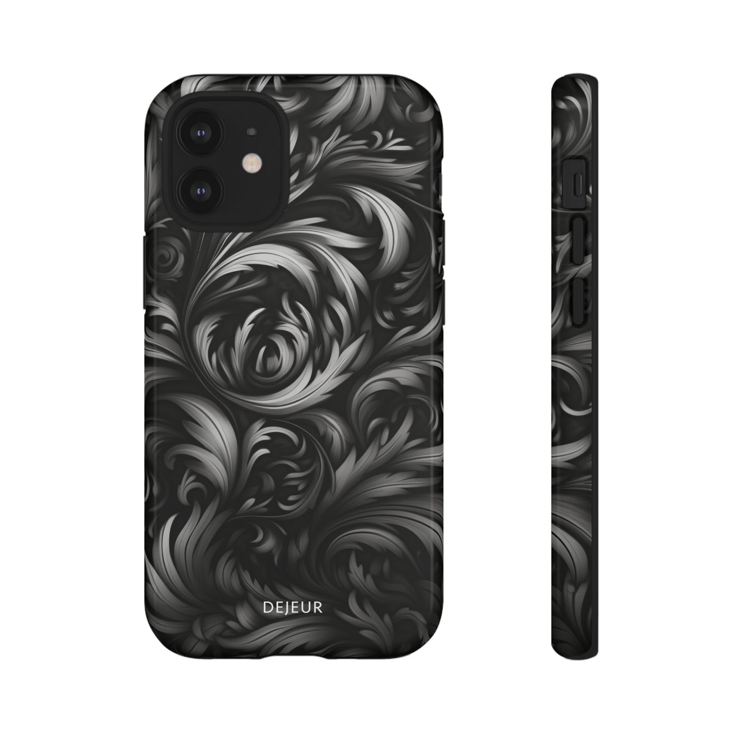 Dark Grey Floral - iPhone Tough Case