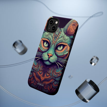 Intricate Aqua Cat - iPhone MagSafe Tough Case