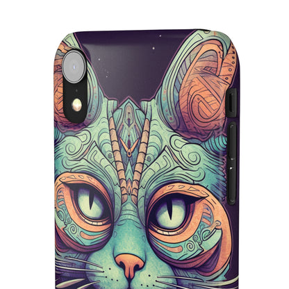 Intricate Aqua Cat - iPhone Snap Case