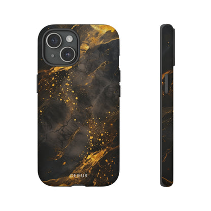 Black Gold Speckled Marble - iPhone Tough Case