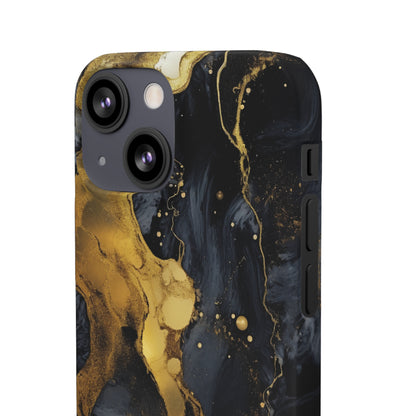 Metallic Gold Dark Marble - iPhone Snap Case