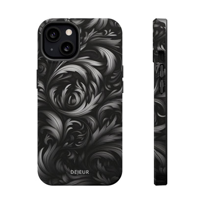 Dark Grey Floral - iPhone MagSafe Tough Case