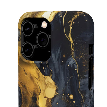 Metallic Gold Dark Marble - iPhone Snap Case