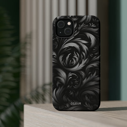 Dark Grey Floral - iPhone MagSafe Tough Case