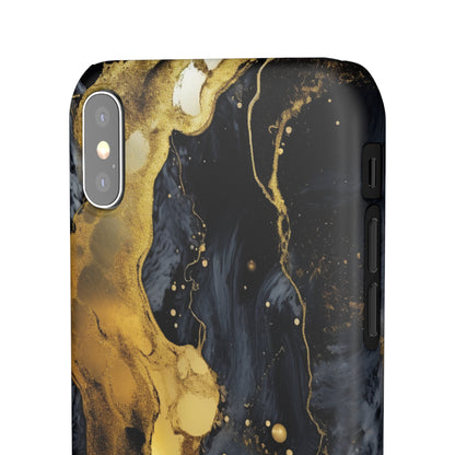 Metallic Gold Dark Marble - iPhone Snap Case