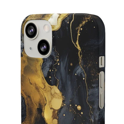 Metallic Gold Dark Marble - iPhone Snap Case