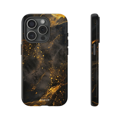 Black Gold Speckled Marble - iPhone Tough Case