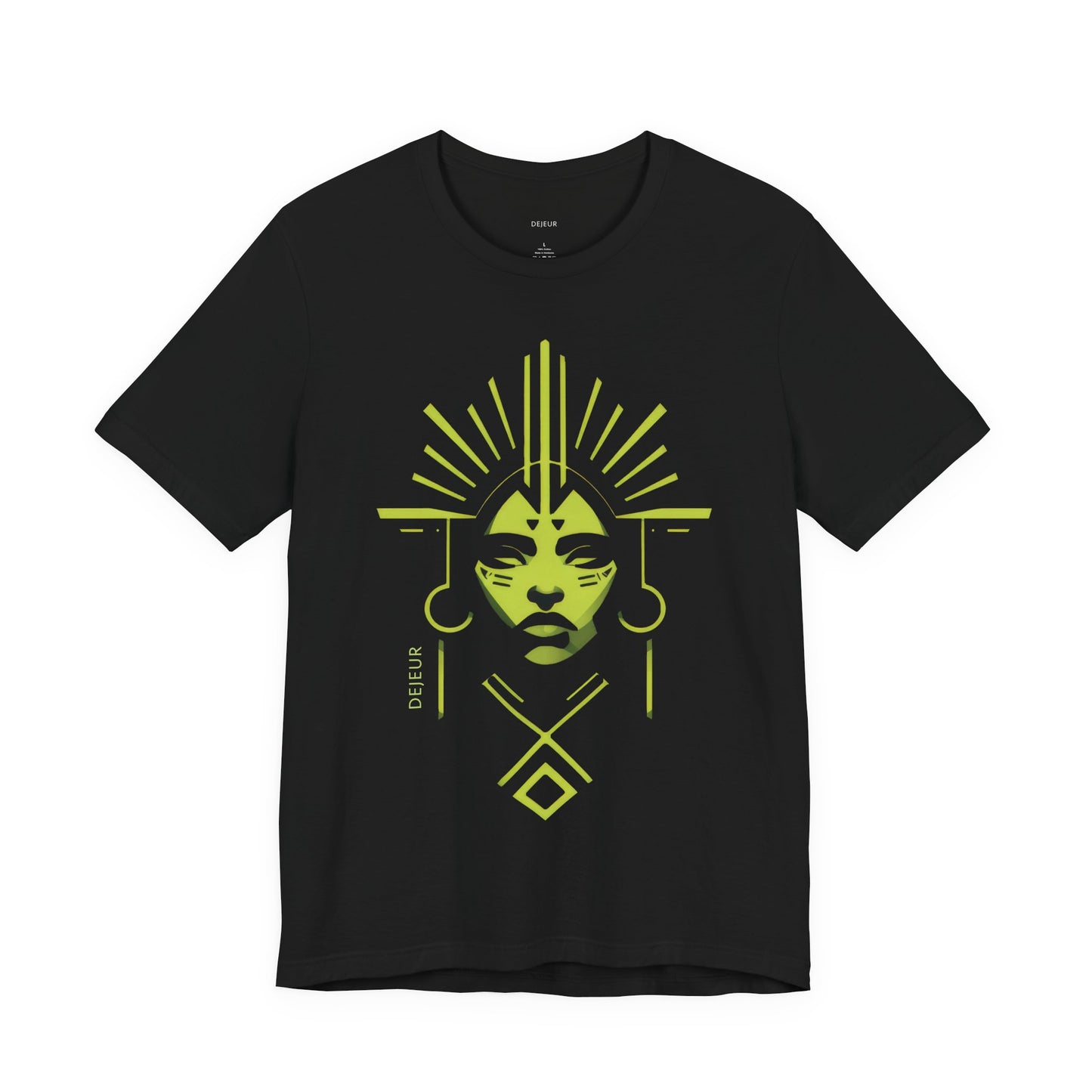 Neon Green Art Deco Minimalist Woman Portrait - T-Shirt
