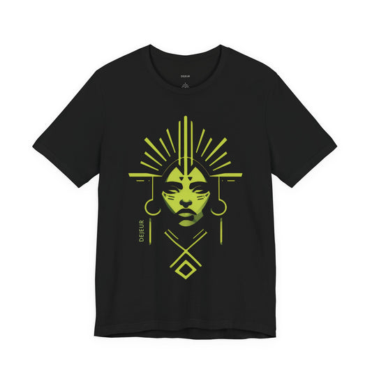 Neon Green Art Deco Minimalist Woman Portrait - T-Shirt