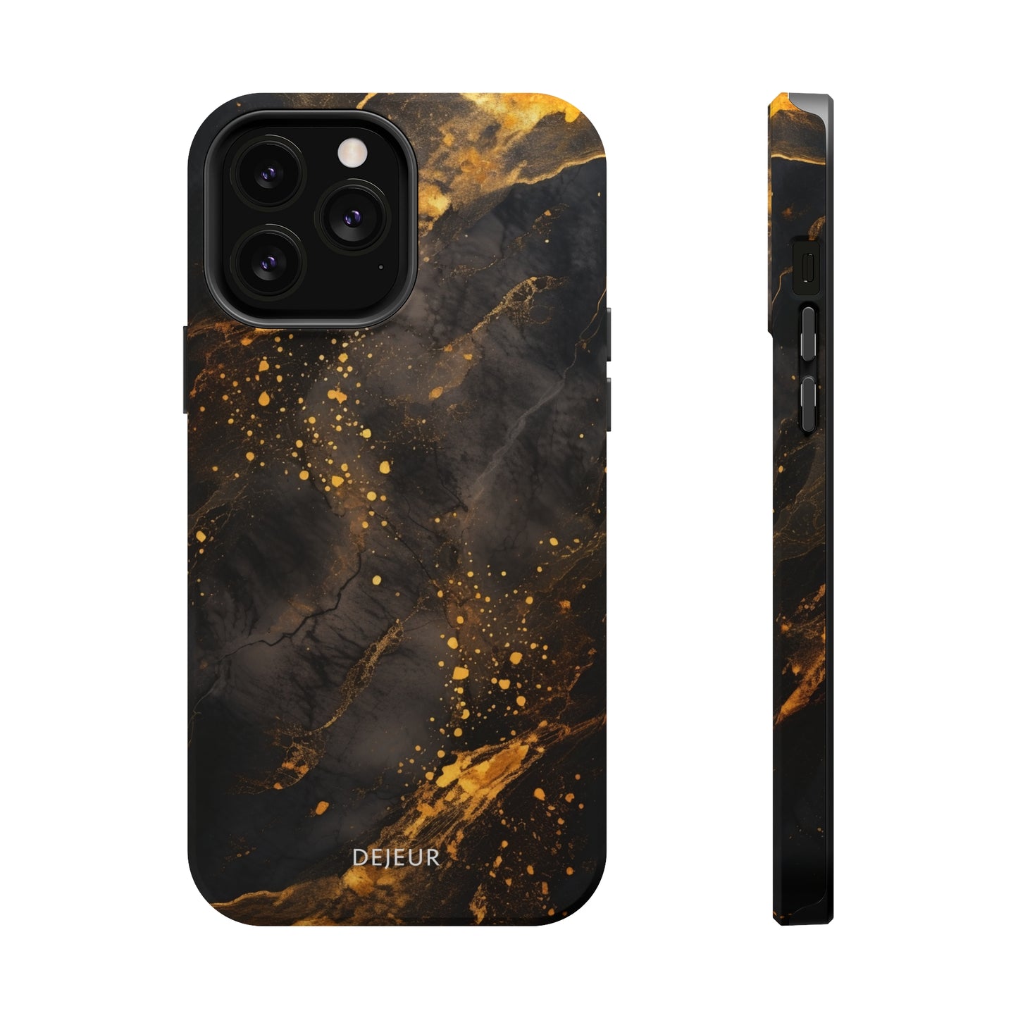 Black Gold Speckled Marble - iPhone MagSafe Tough Case