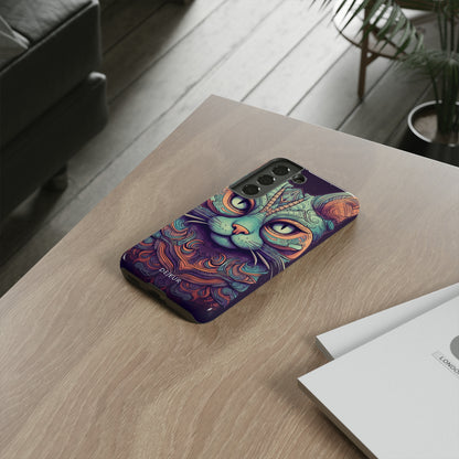 Intricate Aqua Cat - Samsung Galaxy Tough Case