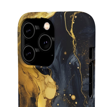 Metallic Gold Dark Marble - iPhone Snap Case