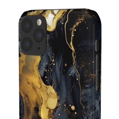 Metallic Gold Dark Marble - iPhone Snap Case