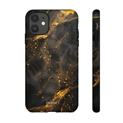 Black Gold Speckled Marble - iPhone Tough Case