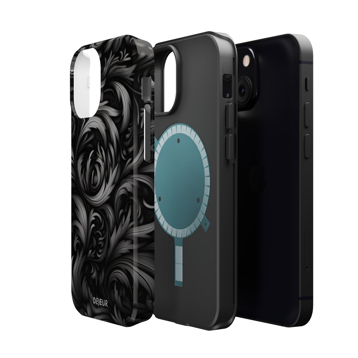 Dark Grey Floral - iPhone MagSafe Tough Case