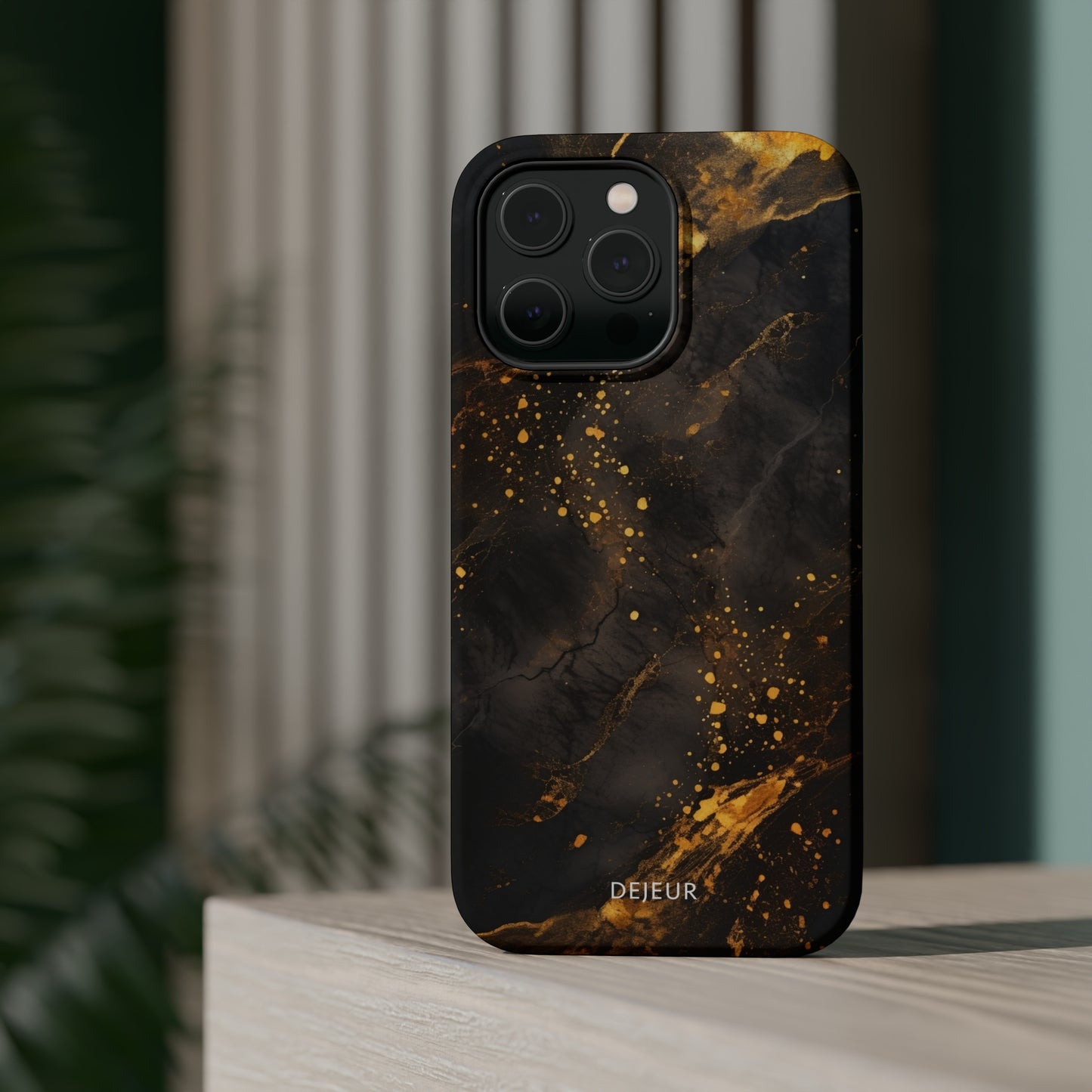 Black Gold Speckled Marble - iPhone MagSafe Tough Case