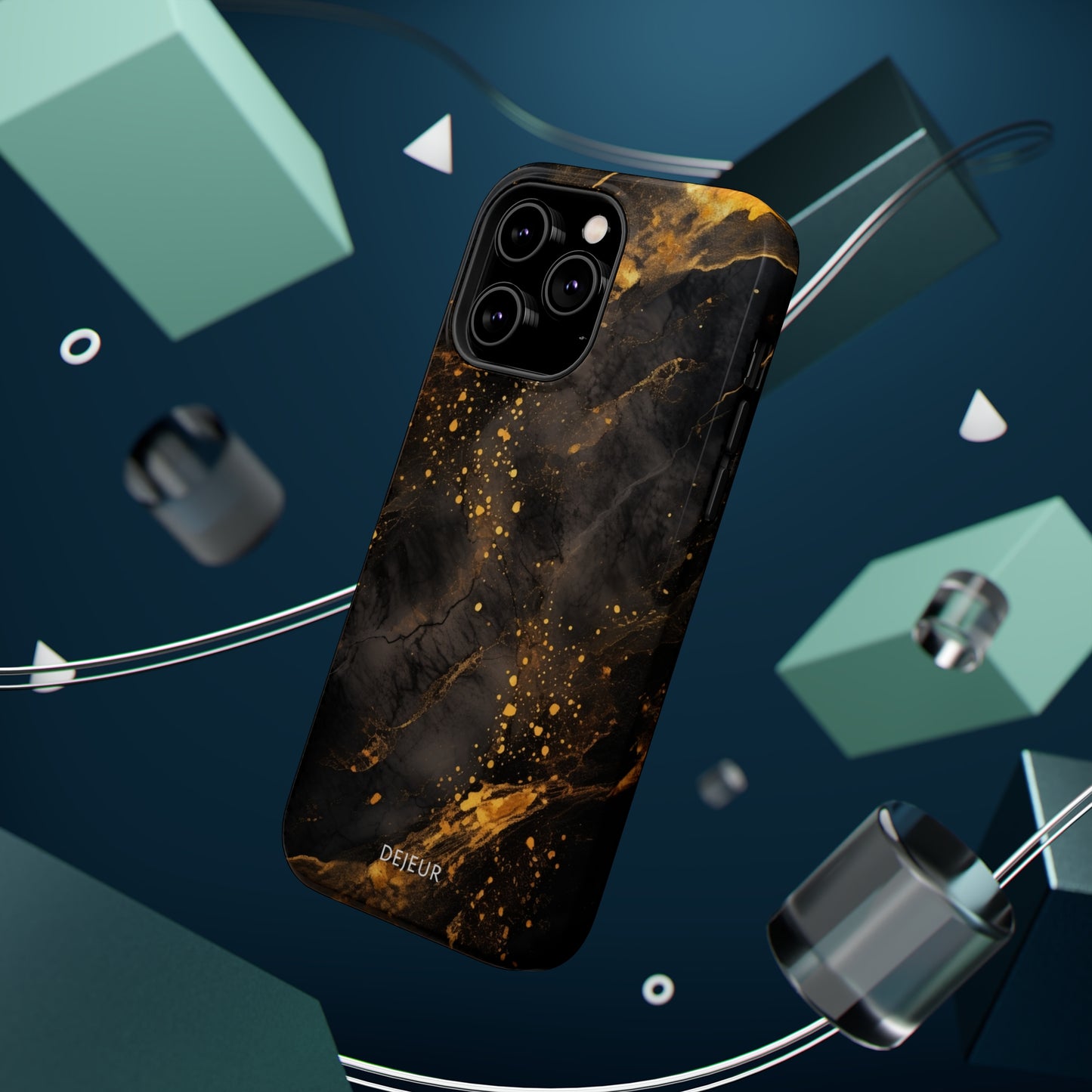 Black Gold Speckled Marble - iPhone MagSafe Tough Case