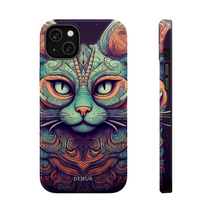 Intricate Aqua Cat - iPhone MagSafe Tough Case