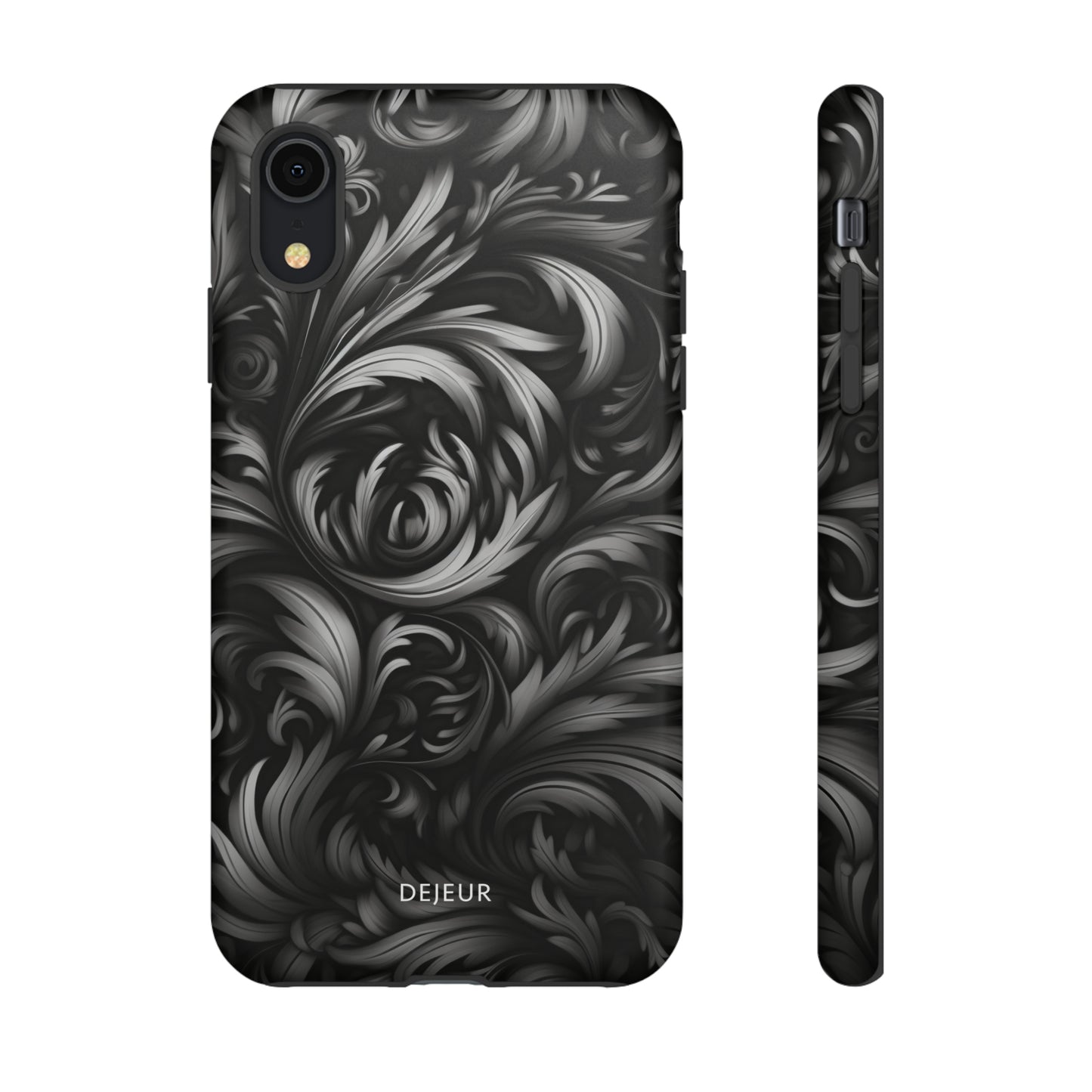 Dark Grey Floral - iPhone Tough Case