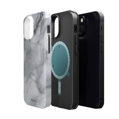 Platinum Silver Marble - iPhone MagSafe Tough Case