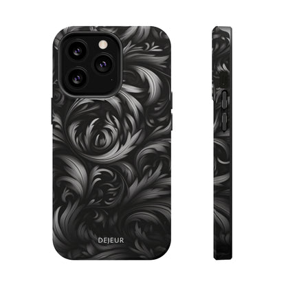 Dark Grey Floral - iPhone MagSafe Tough Case