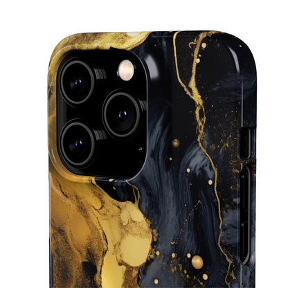 Metallic Gold Dark Marble - iPhone Snap Case