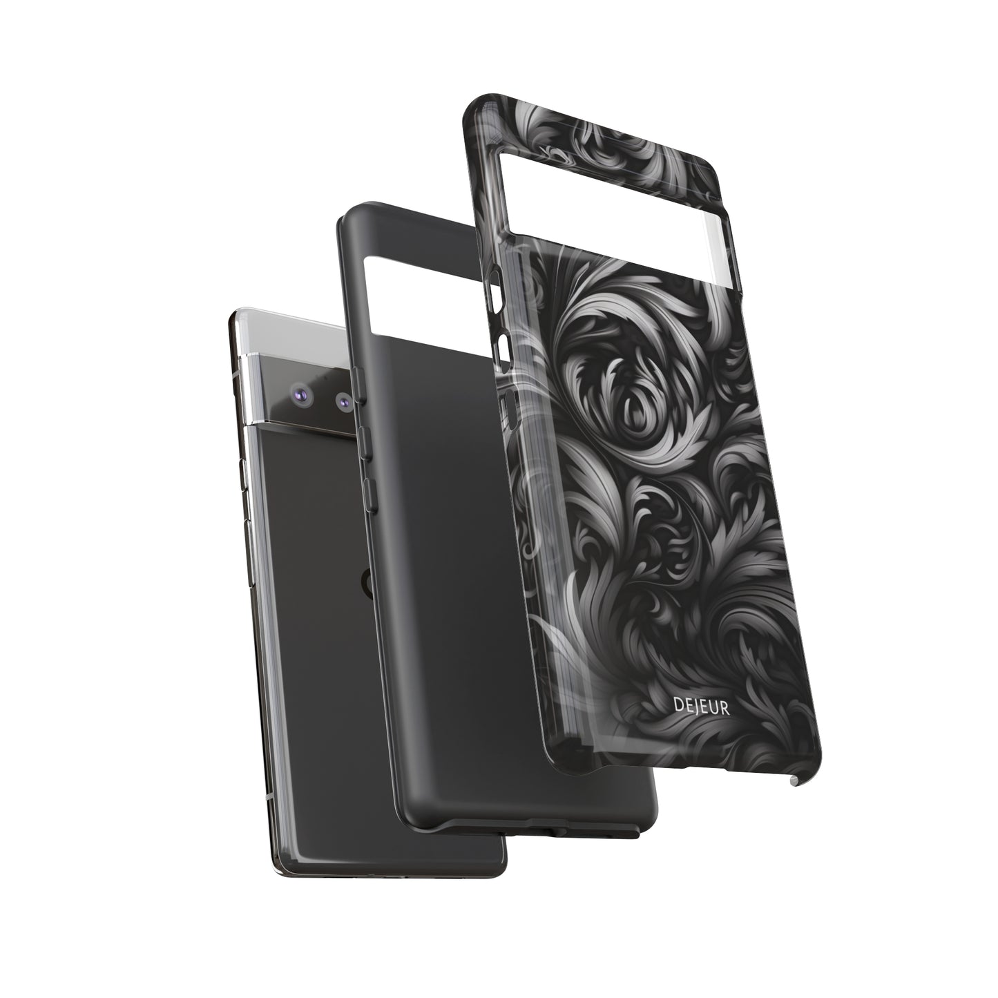 Dark Grey Floral - Google Pixel Tough Case