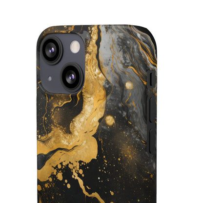 Gold & Black Marble - iPhone Snap Case