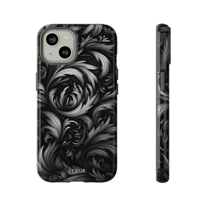 Dark Grey Floral - iPhone Tough Case