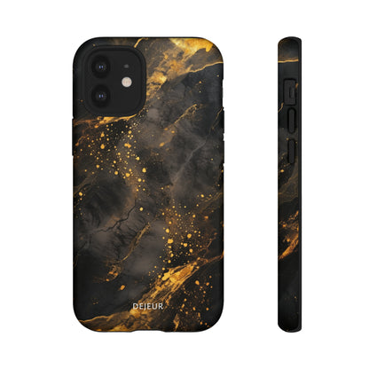 Black Gold Speckled Marble - iPhone Tough Case