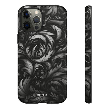 Dark Grey Floral - iPhone Tough Case