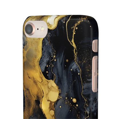 Metallic Gold Dark Marble - iPhone Snap Case