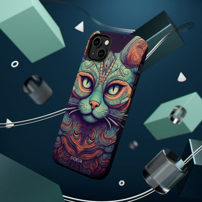 Intricate Aqua Cat - iPhone MagSafe Tough Case