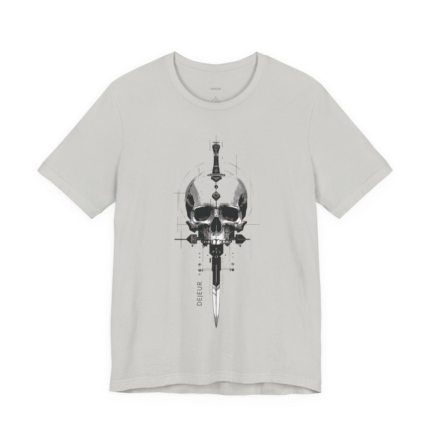 Mortal Skull Dagger Schematic Grayscale - T-Shirt
